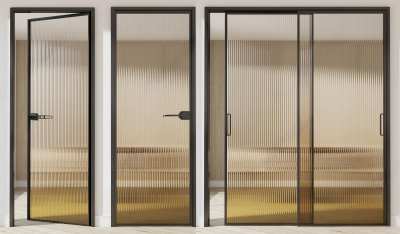 现代渐变长虹玻璃单开门3D模型下载